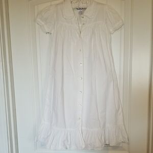 Cornelloki White Button-Down 100% Cotton Dress with Ruffle Hem Size 5/6